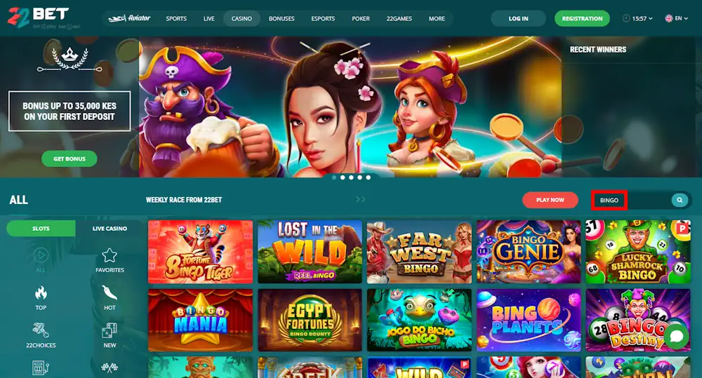 22Bet Bingo Casino Games Screenshot